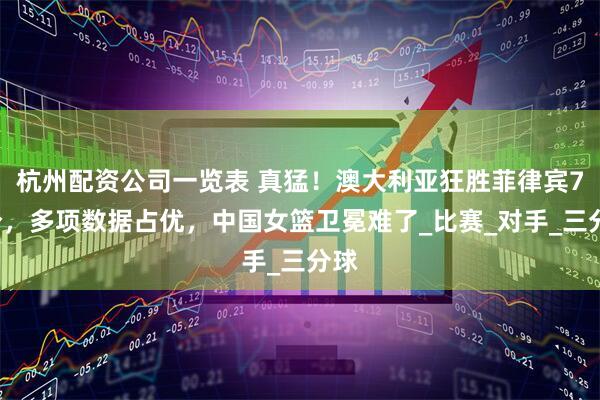 杭州配资公司一览表 真猛！澳大利亚狂胜菲律宾76分，多项数据占优，中国女篮卫冕难了_比赛_对手_三分球